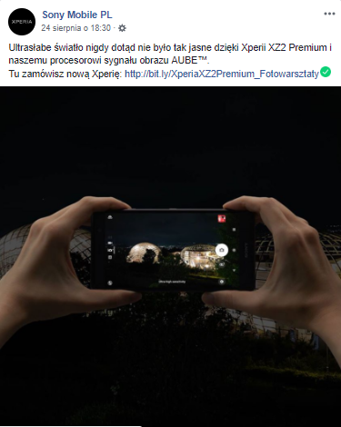 Sony Xperia XZ2 - zdjęcia robione w ciemności