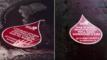 Czerwone kałuże na ulicach Petersburga – ambient Rosyjskiej Fundacji Darczyńców Krwi i Szpiku Kostnego