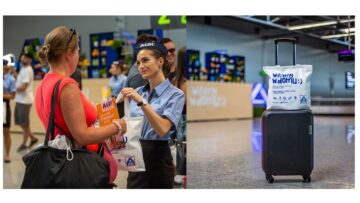 Aldi wita pasażerów wracających z wakacji na lotnisku Katowice-Pyrzowice paczkami z produktami spożywczymi