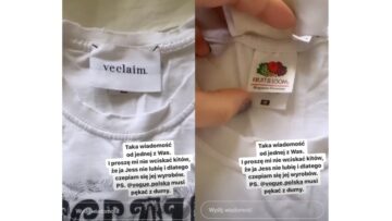 Veclaim w ogniu krytyki – marka Jessiki Mercedes sprzedawała koszulki za kilkaset złotych z metką Fruit of The Loom jako swój produkt