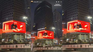 Książulo wyskakuje z ekranu. Jego pizza wylądowała na popularnym billboardzie 3D w Warszawie